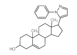 Androst-5-en-3b-ol, 17b-(1-phenylpyrazol-5-yl)-(7CI,8CI) structure