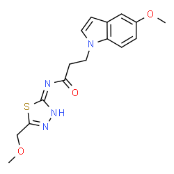 3-(5-methoxy-1H-indol-1-yl)-N-[(2E)-5-(methoxymethyl)-1,3,4-thiadiazol-2(3H)-ylidene]propanamide结构式