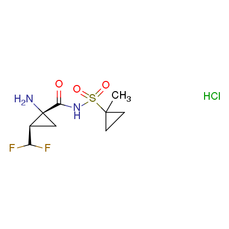 (1R,2R)-1-氨基-2-(二氟甲基)-N-[(1-甲基环丙基)磺酰基]环丙烷甲酰胺盐酸盐结构式