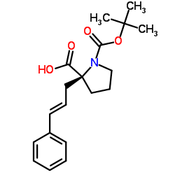 1-{[(2-Methyl-2-propanyl)oxy]carbonyl}-2-[(2E)-3-phenyl-2-propen-1-yl]-D-proline structure