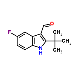 5-Fluoro-2-(2-methyl-2-propanyl)-1H-indole-3-carbaldehyde structure