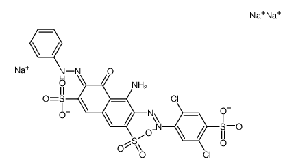 trisodium 4-amino-3-[(2,5-dichloro-4-sulphonatophenyl)azo]-5-hydroxy-6-(phenylazo)naphthalene-2,7-disulphonate结构式