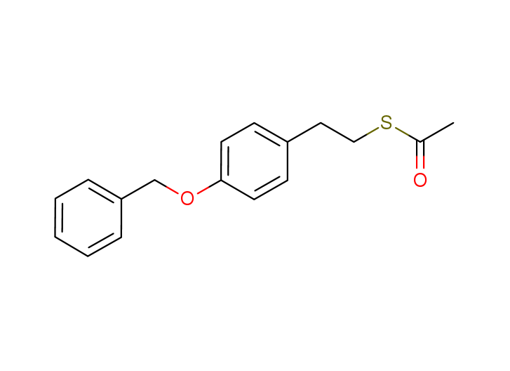 S-(2-[4-(benzyloxy)phenyl]ethyl) ethanethioate structure