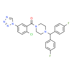 {4-[bis(4-fluorophenyl)methyl]piperazin-1-yl}[2-chloro-5-(1H-tetrazol-1-yl)phenyl]methanone structure