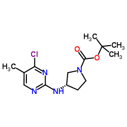 2-Methyl-2-propanyl (3S)-3-[(4-chloro-5-methyl-2-pyrimidinyl)amino]-1-pyrrolidinecarboxylate结构式