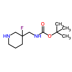 tert-Butyl ((3-fluoropiperidin-3-yl)methyl)carbamate structure