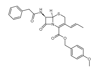 (6R,7R)-7-phenylacetamido-3-(propen-1-yl)-3-cephem-4-carboxylic acid p-methoxybenzyl ester Structure