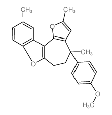 4H-Furo[2',3':3,4]cyclohepta[1,2-b]benzofuran, 5,6-dihydro-4-(4-methoxyphenyl)-2,4,10-trimethyl- (en)结构式