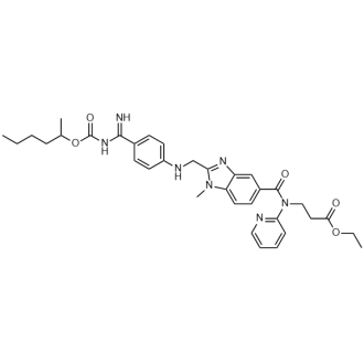 Ethyl 3-(2-(((4-(N-((hexan-2-yloxy)carbonyl)carbamimidoyl)phenyl)amino)methyl)-1-methyl-N-(pyridin-2-yl)-1H-benzo[d]imidazole-5-carboxamido)propanoate (Dabigatran Impurity) Structure