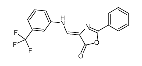 2-phenyl-4-[[3-(trifluoromethyl)anilino]methylidene]-1,3-oxazol-5-one结构式