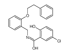 5-chloro-2-hydroxy-N-[[2-(2-phenylethoxy)phenyl]methyl]benzamide结构式