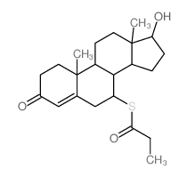 Androst-4-en-3-one,17-hydroxy-7-[(1-oxopropyl)thio]-, (7a,17b)- (9CI) Structure