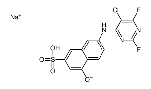 sodium 7-[(5-chloro-2,6-difluoropyrimidin-4-yl)amino]-4-hydroxynaphthalene-2-sulphonate结构式