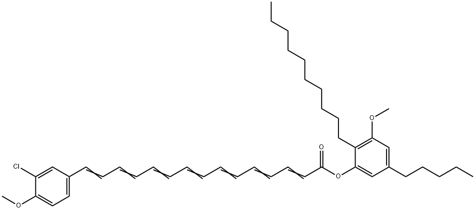 15-(3-Chloro-4-methoxyphenyl)-2,4,6,8,10,12,14-pentadecaheptaenoic acid 2-decyl-3-methoxy-5-pentylphenyl ester Structure