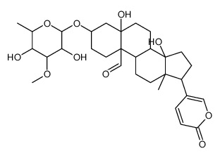 3-(3,5-dihydroxy-4-methoxy-6-methyloxan-2-yl)oxy-5,14-dihydroxy-13-methyl-17-(6-oxopyran-3-yl)-2,3,4,6,7,8,9,11,12,15,16,17-dodecahydro-1H-cyclopenta[a]phenanthrene-10-carbaldehyde Structure