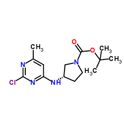 2-Methyl-2-propanyl (3S)-3-[(2-chloro-6-methyl-4-pyrimidinyl)amino]-1-pyrrolidinecarboxylate结构式