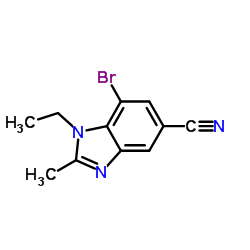 7-Bromo-1-ethyl-2-methyl-1H-benzimidazole-5-carbonitrile结构式