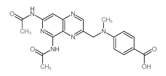 Benzoicacid, 4-[[[5,7-bis(acetylamino)pyrido[3,4-b]pyrazin-3-yl]methyl]methylamino]-结构式