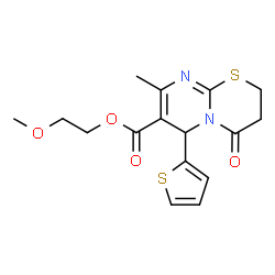 2-methoxyethyl 8-methyl-4-oxo-6-(thiophen-2-yl)-3,4-dihydro-2H,6H-pyrimido[2,1-b][1,3]thiazine-7-carboxylate结构式