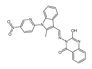 3-[[2-methyl-1-(5-nitropyridin-2-yl)indol-3-yl]methylideneamino]-1H-quinazoline-2,4-dione Structure