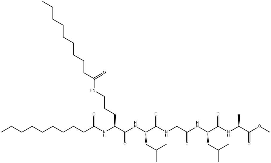 N2,N5-Bis(1-oxodecyl)-L-Orn-L-Leu-Gly-L-Leu-L-Ala-OMe structure