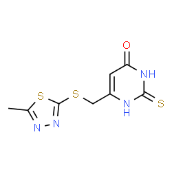 2-mercapto-6-{[(5-methyl-1,3,4-thiadiazol-2-yl)thio]methyl}-4-pyrimidinol structure