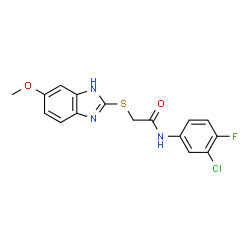 N-(3-chloro-4-fluorophenyl)-2-[(5-methoxy-1H-benzimidazol-2-yl)sulfanyl]acetamide structure