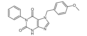 1-phenyl-3,7-dihydro-7-[(4-methoxyphenyl)methyl]-1H-purine-2,6-dione Structure