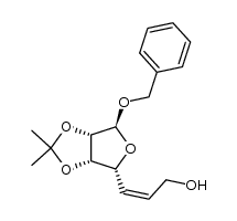 benzyl (Z)-5,6-dideoxy-2,3-O-isopropylidene-α-D-lyxo-hept-5-enofuranoside结构式