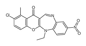 2-chloro-6-ethyl-1-methyl-9-nitrochromeno[2,3-b][1,5]benzodiazepin-13-one结构式