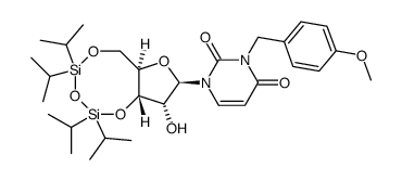 3-(4-methoxyphenylmethyl)-3',5'-O-(tetraisopropyldisiloxane-1,3-diyl)uridine Structure