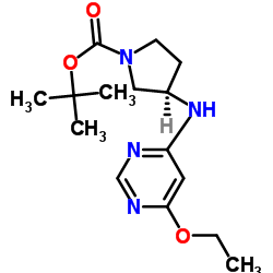 (R)-3-(6-Ethoxy-pyrimidin-4-ylamino)-pyrrolidine-1-carboxylic acid tert-butyl ester结构式