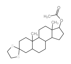 (10,13-dimethylspiro[1,2,4,5,6,7,8,9,11,12,14,15,16,17-tetradecahydrocyclopenta[a]phenanthrene-3,2'-1,3-dithiolane]-17-yl) acetate结构式