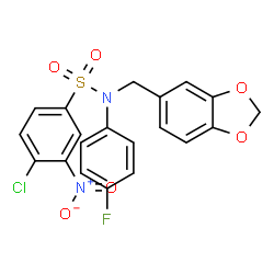 N-[(1,3-苯并二恶唑-5-基)甲基]-4-氯-N-(4-氟苯基)-3-硝基苯磺酰胺结构式