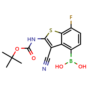 2-(tert-butoxycarbonylamino)-3-cyano-7-fluoro-benzothiophen-4-yl]boronic acid图片