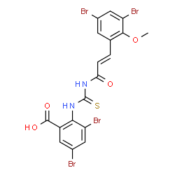 3,5-DIBROMO-2-[[[[3-(3,5-DIBROMO-2-METHOXYPHENYL)-1-OXO-2-PROPENYL]AMINO]THIOXOMETHYL]AMINO]-BENZOIC ACID Structure