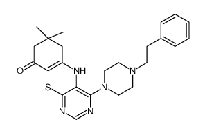 5H-Pyrimido(4,5-b)(1,4)benzothiazin-9(6H)-one, 7,8-dihydro-7,7-dimethy l-4-(4-(2-phenylethyl)-1-piperazinyl)-结构式