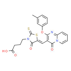 4-[(5Z)-5-{[2-(3-methylphenoxy)-4-oxo-4H-pyrido[1,2-a]pyrimidin-3-yl]methylidene}-4-oxo-2-thioxo-1,3-thiazolidin-3-yl]butanoic acid structure