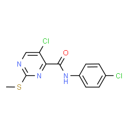 5-chloro-N-(4-chlorophenyl)-2-(methylsulfanyl)pyrimidine-4-carboxamide structure