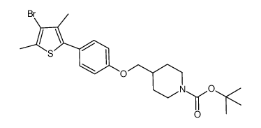 N-tert-butoxycarbonyl-4-[4-(3,5-dimethyl-4-bromothiophen-2-yl)phenoxymethyl]piperidine结构式