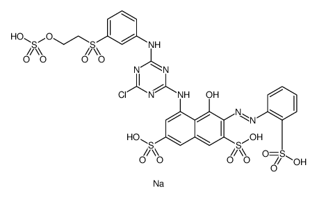 2,7-Naphthalenedisulfonic acid, 5-[[4-chloro-6-[[3-[[2-(sulfooxy)ethyl]sulfonyl]phenyl]amino]-1,3,5-triazin-2-yl]amino]-4-hydroxy-3-[2-(2-sulfophenyl)diazenyl]-, tetrasodium salt Structure