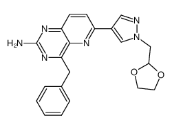 4-benzyl-6-(1-[1,3]dioxolan-2-ylmethyl-1H-pyrazol-4-yl)pyrido[3,2-d]pyrimidin-2-ylamine结构式