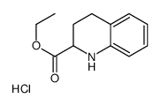 2-Quinolinecarboxylic acid, 1,2,3,4-tetrahydro-, ethyl ester, hydrochloride结构式