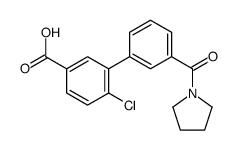 4-chloro-3-[3-(pyrrolidine-1-carbonyl)phenyl]benzoic acid结构式