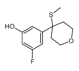 3-fluoro-5-(4-methylsulfanyloxan-4-yl)phenol结构式