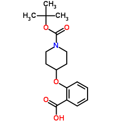 2-[(1-{[(2-Methyl-2-propanyl)oxy]carbonyl}-4-piperidinyl)oxy]benzoic acid Structure