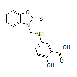 2-羟基-5-[[[2-硫代苯并[d]噁唑-3(2H)-基]甲基]氨基]苯甲酸结构式