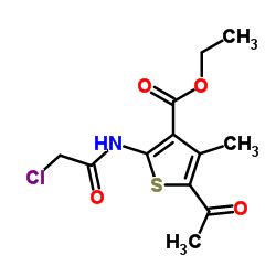 5-ACETYL-2-(2-CHLORO-ACETYLAMINO)-4-METHYL-THIOPHENE-3-CARBOXYLIC ACID ETHYL ESTER结构式