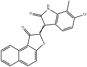 6-Chloro-7-methyl-3-(1-oxonaphtho[2,1-b]thiophen-2(1H)-ylidene)-1H-indol-2(3H)-one结构式