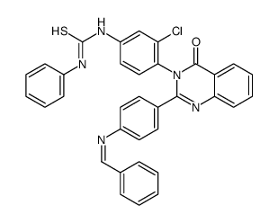 1-[4-[2-[4-(benzylideneamino)phenyl]-4-oxoquinazolin-3-yl]-3-chlorophenyl]-3-phenylthiourea结构式